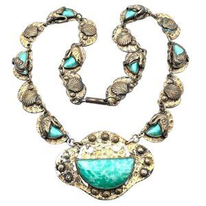 Antique Czech Art Deco Neiger Womens Necklace Peking Glass Swans 1920s Era